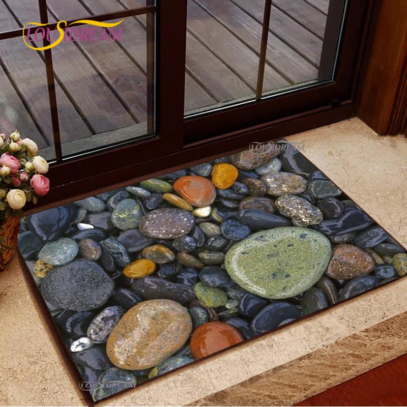 3D Cobblestone Welcome Entrance Doormats Cartoon Carpets Rugs For Home Bath Living Room Floor Stair Kitchen Hallway Non-Slip Mat