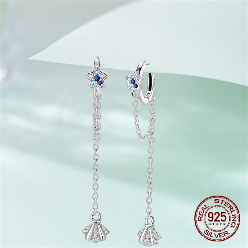 925 Silver Sterling Silver Bee Butterfly Flower Drop Hoop Earrings for Women Girl Ear Studs Fine Jewelry Fashion Anniversary