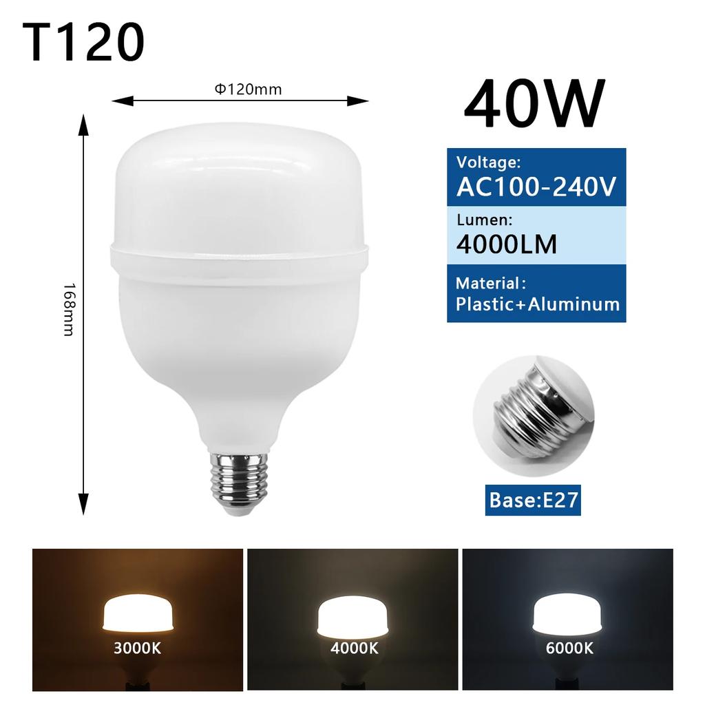 LED Bulb 20W 30W 40W 50W LED lamp AC 110V 220V base E27 Lampada LED t Light Bombilla Spotlight Lighting Lamp for home derection
