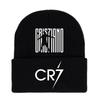 CR7 Knit Black Football Hat - Unisex, Versatile, Warm for Autumn & Winter