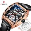 New TOP Brand Luxury Men's Watch With Box Men's Wine Barrel-shaped Hollow Automatic Leather Waterproof Men's Mechanical Watches