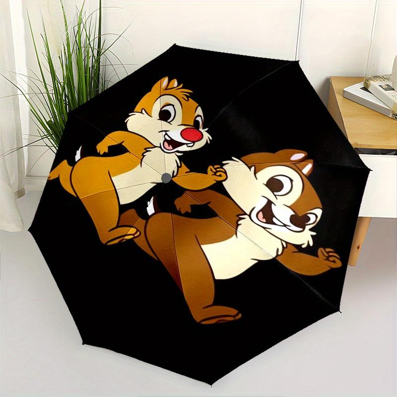

Chip n Dale Themed Automatic opening and closing folding umbrella, 8 rib windproof, compact travel design, suitable for all occasion | Fas