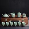 Ge Kiln Tea Set Kung Fu Tea High-end Gift Box Souvenir Ceramic Teapot Teacup Kung Fu Household Full Set