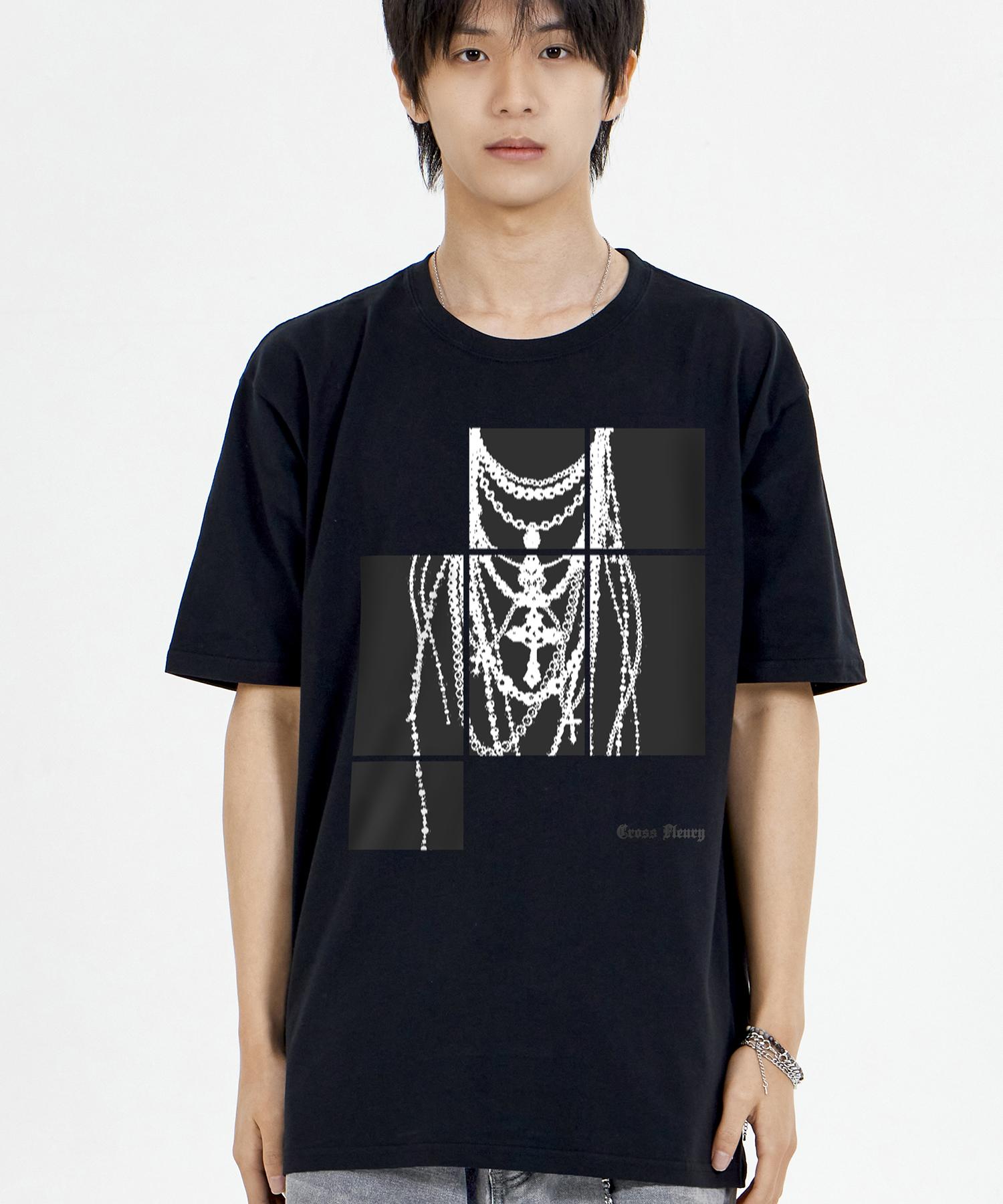 Biel Necklace Printed Short Sleeve T-Shirt Black Xl