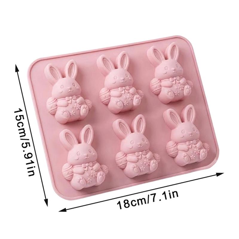 Easter Bunny Silicone Molds, 3D Bunny Chocolate Mold Easter Rabbit Mould For Baking Cake Pop Jel Ice Cube Trays Candles Soap