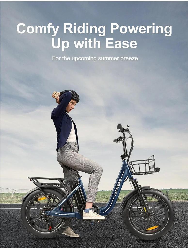 SAMEBIKE C05 PRO Bicicletta Elettrica con Ruote Grasse, Motore 500W, Batteria al Litio 36V 13Ah, E-Bike per Adulti 20" per Pendolarismo in Città, Ciclismo e Viaggi