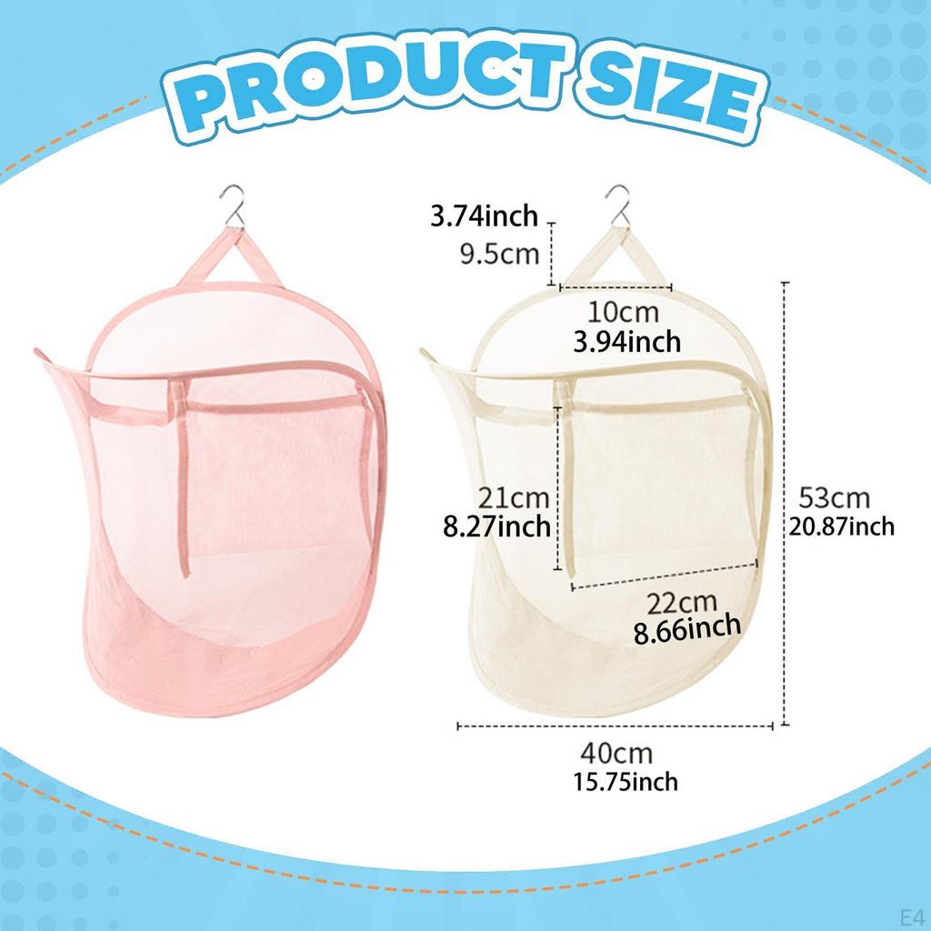 Hanging Laundry Hamper Closet Storage Basket Toys Organizer Foldable Dirty Clothes Bag with