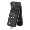 Vertical Cards Slot Ring Holder Zipper Wallet Case For iPhone 15 Pro Max 14 Plus 13 12 11 XS X XR 7 8 SE 2022 Bag Pocket Cover