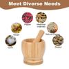 Leeseph Bamboo Mortar and Pestle Set, Garlic Grinder, Herb Spice Masher, Seasoning Crusher, Kitchen Tool for Mash Spices Pepper