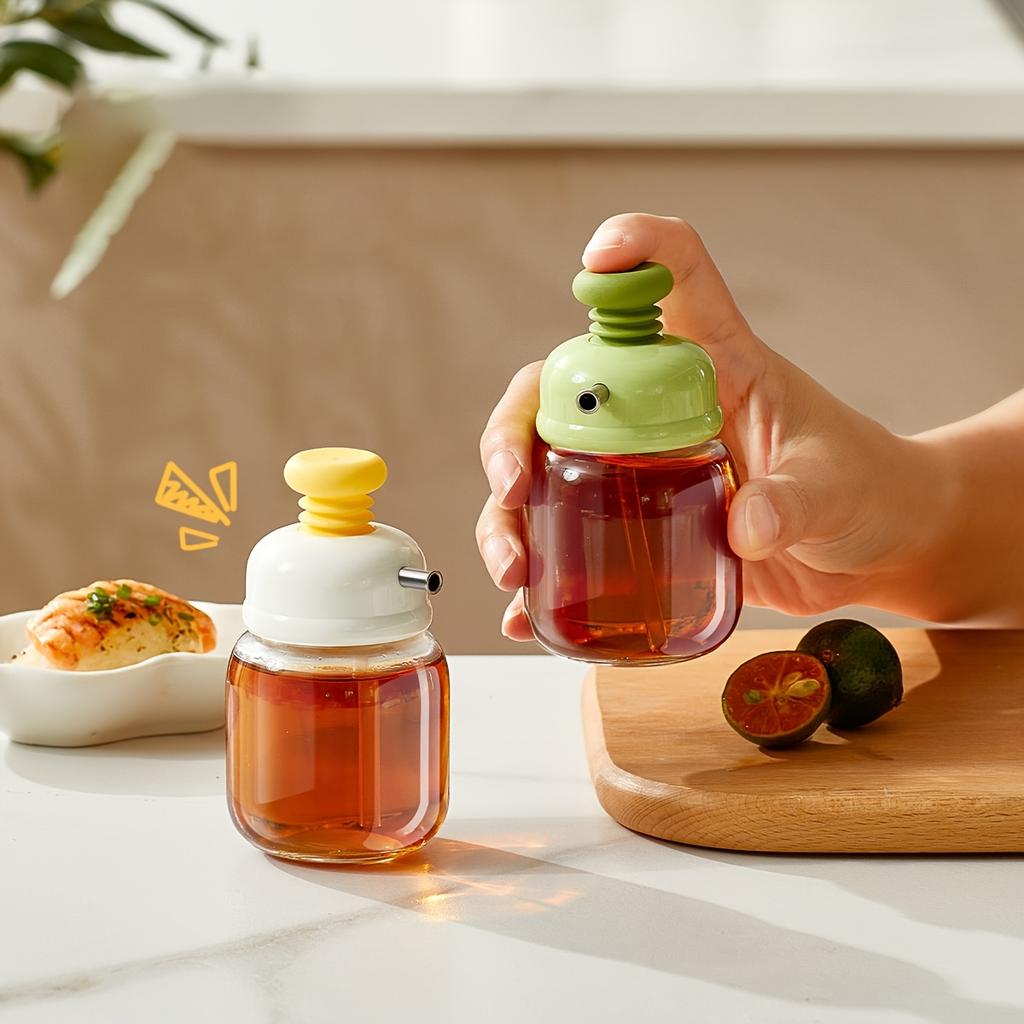 Press-top Glass Oil Bottle,Soy Sauce And Vinegar Condiment Bottle,Home Kitchen Spice Metered Oil Control Bottle