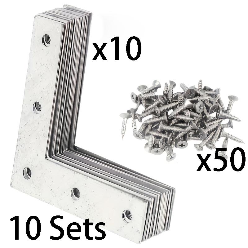 

Set of 10 L Shaped Flat Corner Braces, Solid Metal Brackets for 90° Right Angle Connections. Ideal for reinforcing and repairing
