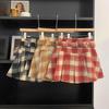 Women's Retro Plaid Wool Blend High Waist Pleated Skirt - Autumn/Winter Academy Style A-Line Short Skirt