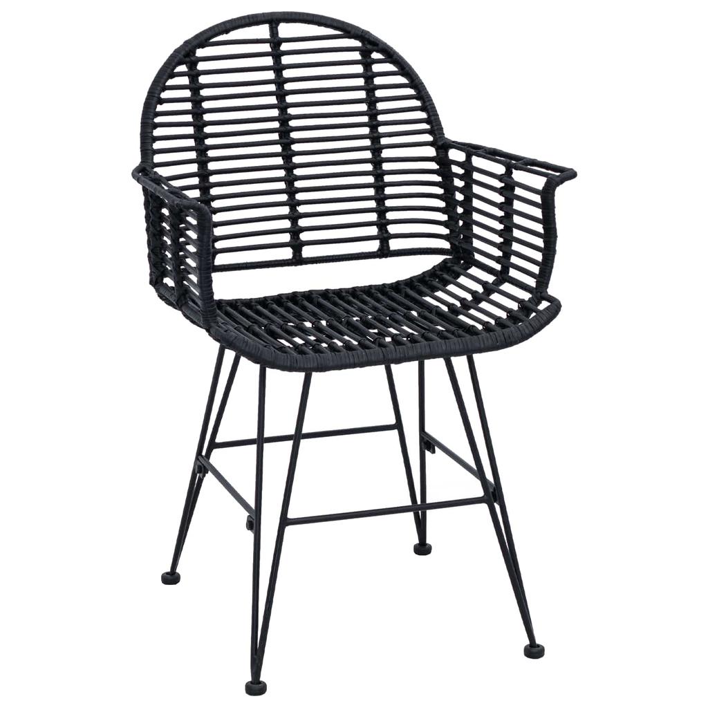 Dining Chair Set of 2 Rattan and Iron Black 57 x 55 x 85 cm