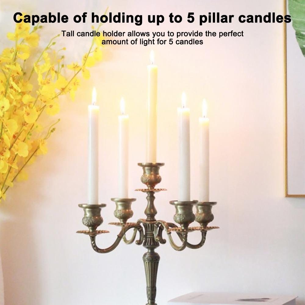 Zinc Alloy Metal Candelabra Bronze Tall Candelabra 5 Arms Candelabra For Weddings