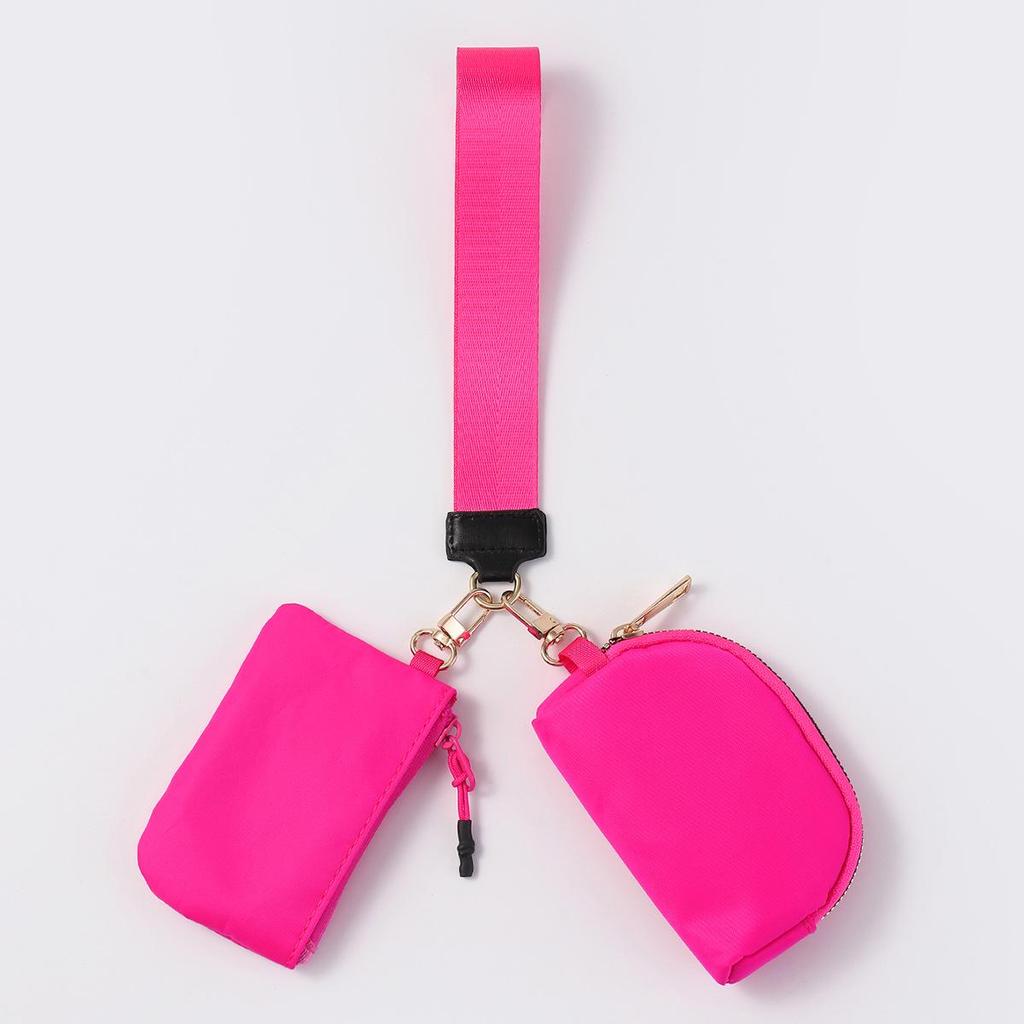 LULU Color Block Waterproof Nylon Coin Purse & Wristlet Key Bag
