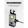 COB Keychain Work Light with Dual Light Source Rechargeable Solar Powered 9 Mode Magnet Base for Camping Fishing Repair Walk