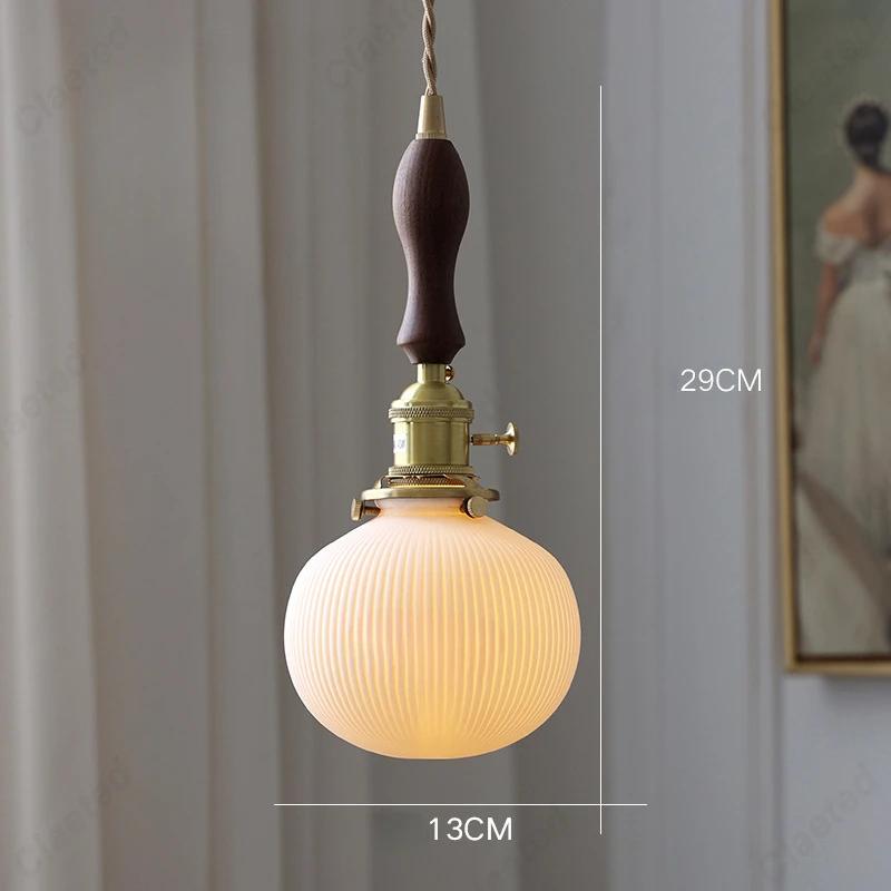 Simple LED Ceramic Lampshade E27 Bedroom Bedside Lighting Pendant Lamp Living Room Dining Room Corridor Bar Atmosphere Lighting