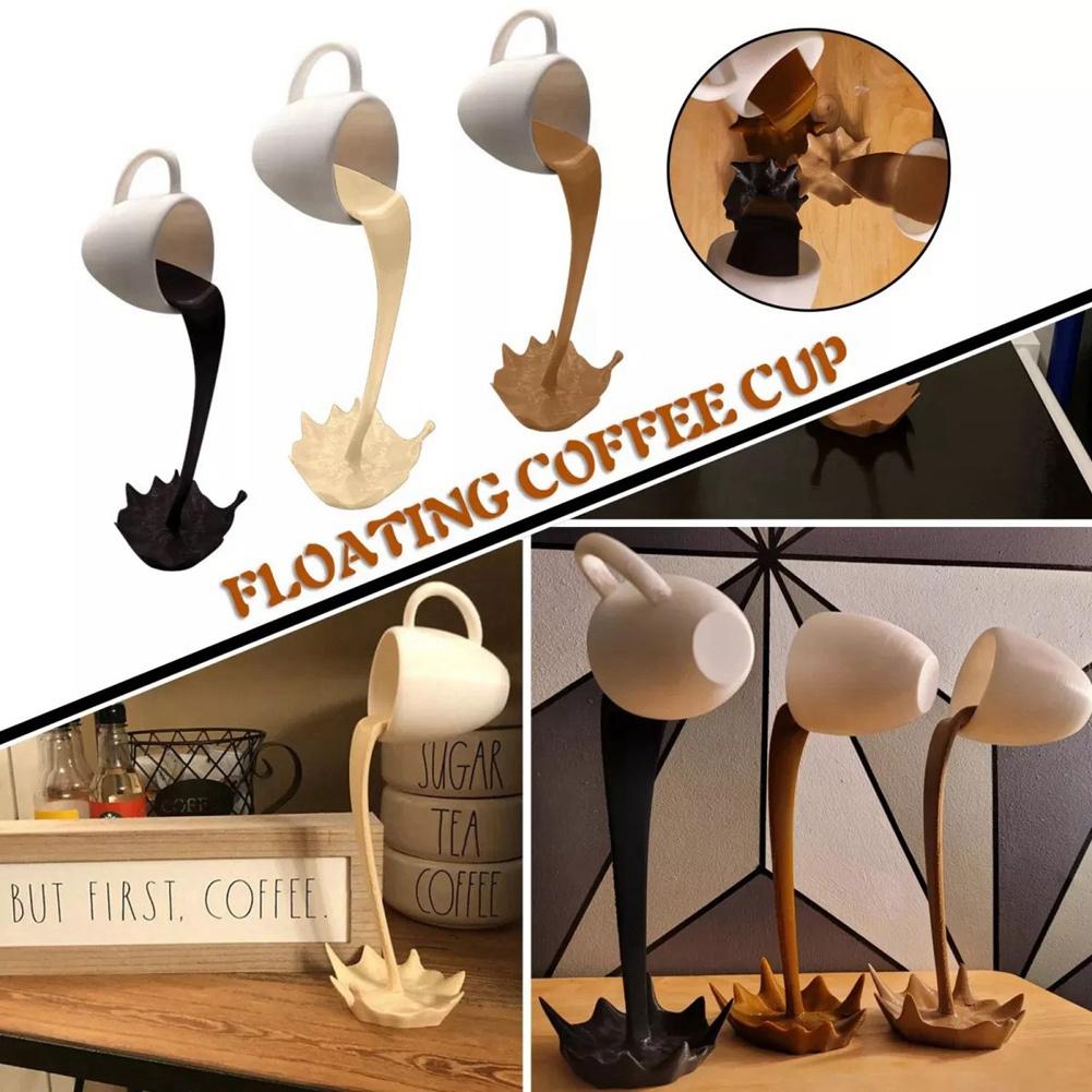 

Floating Cup Sculpture Pouring Liquid Ornaments Household Coffee Mug Arts Decor Gift Floating Coffee Cup