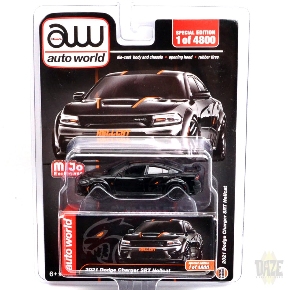 auto world 1/64 Scale MiJo EXCLUSIVE - 2021 DODGE CHARGER SRT HELLCAT CUSTOM BLACK MiJo Limited Edition CP8085-24 чёрный