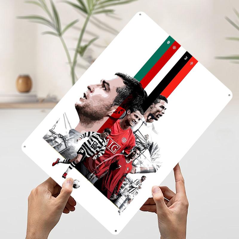 Cristiano Ronaldo Football Legend Art Tinplate Poster Customized Wall Art Vintage Metal Signs Retro Tin Plaque for House Home