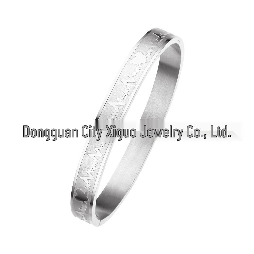 Trendy European  American ECG Waterproof Stainless Steel Bracelet for Girls - Colorfast  High-End Feel 8mm