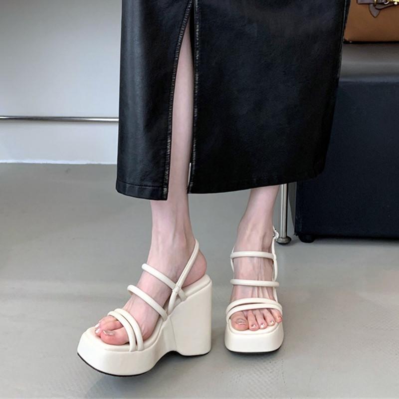 Fashion High Quality Wedge Chunky Platform Sandals Women Sexy Ankle Strap Buckle Roman Sandals Summer Beach Shoes Sandalias De Mujer