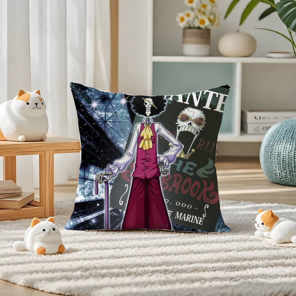 One Piece Monkey D Luffy Anime Plush Pillow Cover Soft Short Plush Cushion Cover For Sofa Bedroom Home Decor Gift Decoration