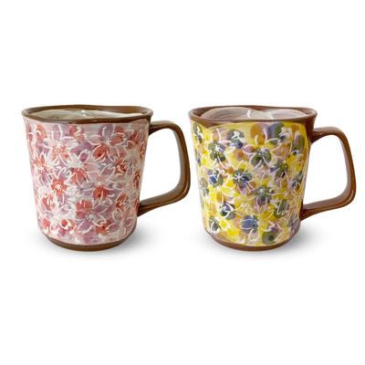 J-Kitchens Studio Sho "Mankai" Large Mugs, Pair (Pink and Blue), Hasami Ware, Made In Japan