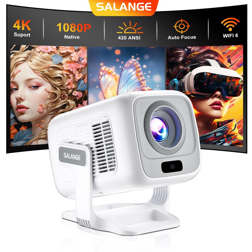 2025 NEW Salange 4K Mini Projector Native 1080P Android11 Auto Focus Smart Home Theater 420ANSI Portable Beam Projector HY260Max