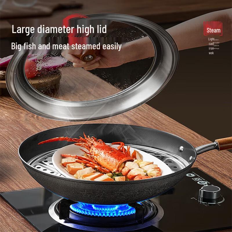 COOKER KING 32cm Traditional Light Cast Iron Wok