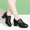 Burgundy Chunky Heel Soft Leather Shoes for Women - Spring & Autumn 2022, Comfortable for Middle-Aged & Elderly