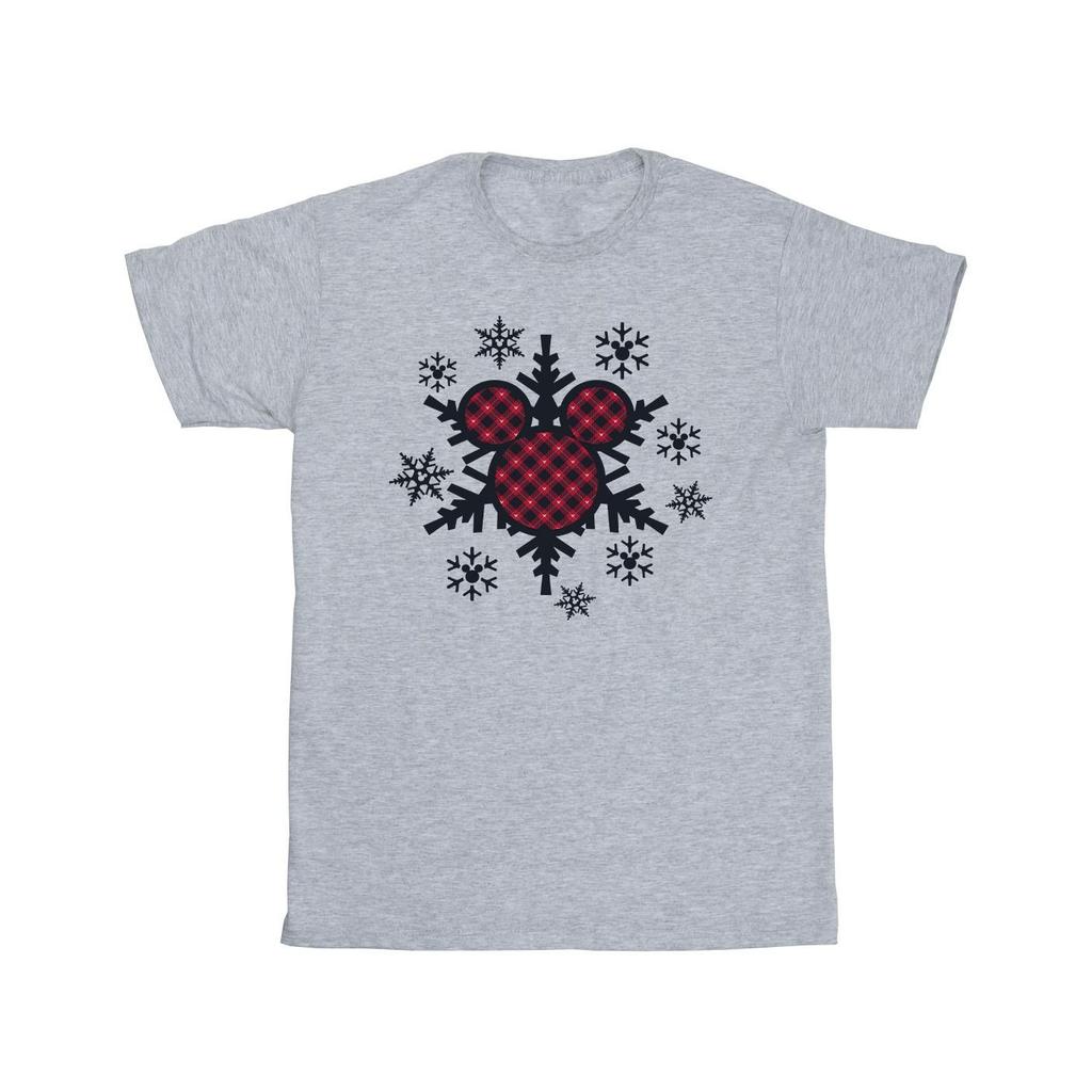 Disney Mens Mickey Mouse Gingham Snowflakes T-Shirt