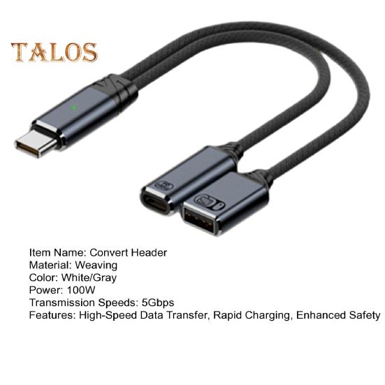 USB-C OTG Lade- und Datenadapterkabel 2-in-1 100 W PD Typ C auf USB 2.0 Konverter Schnelle Ladung und 5 Gbit/s Datenübertragung Nylon geflochten Überspannung