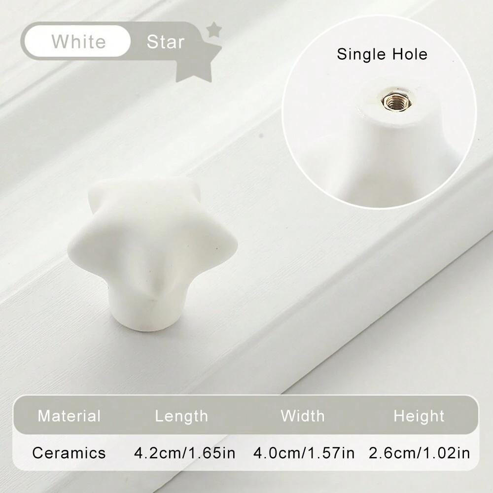 Children's Room Cabinet Knobs Ceramic Cabinet Handle Cartoon Clouds Star Cabinet Wardrobe Drawer Pull Handles for Kids Room