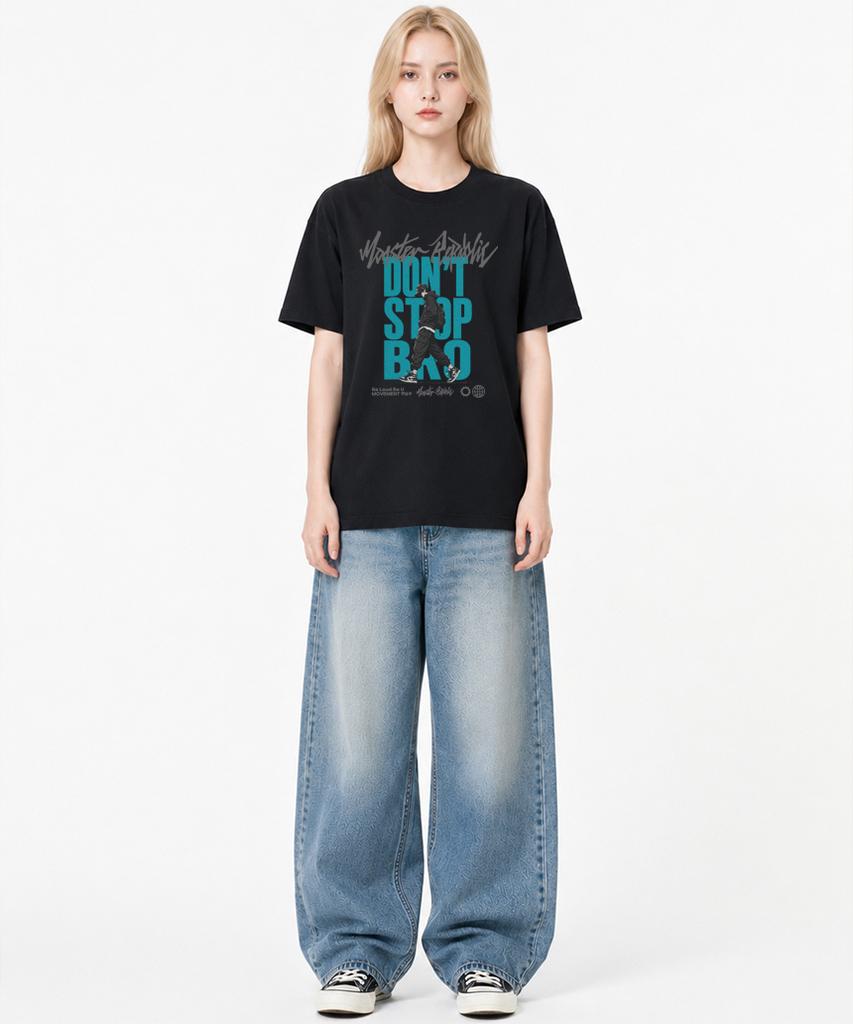 MONSTER REPUBLIC Don'T Stop Bro Mint T-Shirt Black_9169