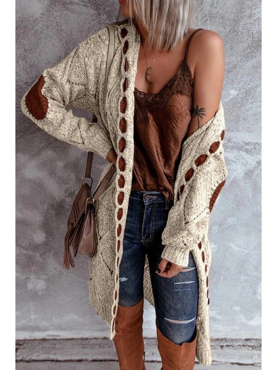 

Модный женский вязаный кардиган с длинным рукавом 2024 – Европейский и американский стиль XXL