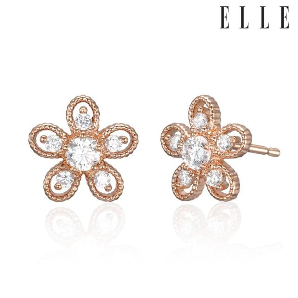 

[ELLE Jewelry] 14K GF Flower Stone Flower Earrings ELGPEE529 rose gold