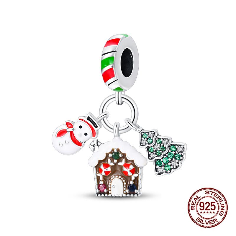 Winter Charms Copper Elk Bear Santa Claus Charms Beads Fit Original Bracelets For Women Diy Festival Jewelry Gifts