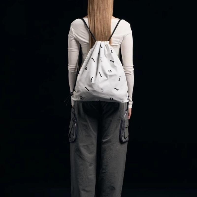 

Рюкзак на шнурке для женщин, Повседневная и легкая сумка для хранения, и Универсальный маленький рюкзак белый