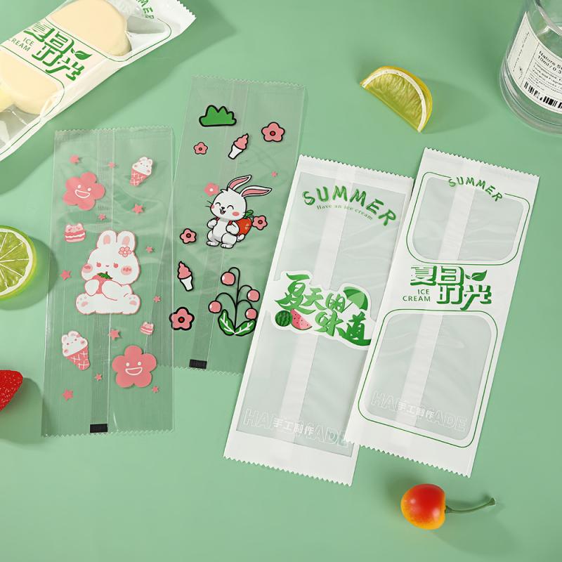 100Pcs Food Grade Ice Cream Packing Bag Diy Disposable Plastic Popsicle Protective Cover Thick Frozen Pops Handmade Wrappers