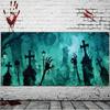 Halloween Haunted House Cemetery Skull Hand Banner - 400x180 Cm Outdoor Festival Decoration