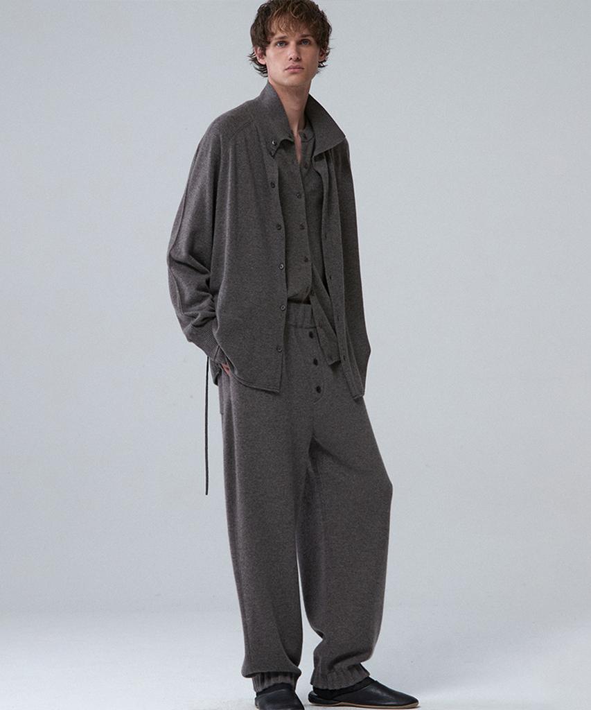 UMARMUNG Wool Cashmere Convertible Collar Shirt_Taupe