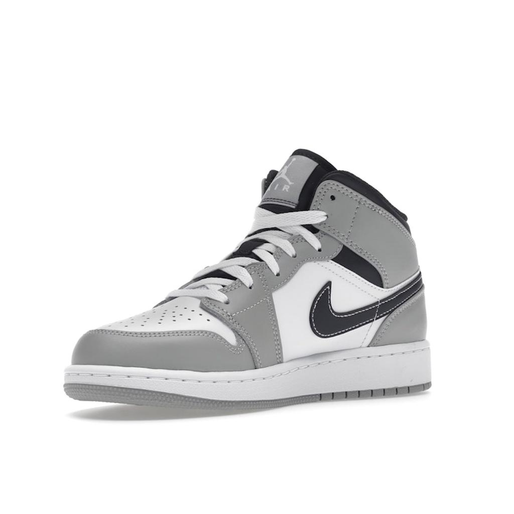 Air Jordan 1 Mid GS Light Smoke Grey Kids Sneakers White Anthracite 554725-078