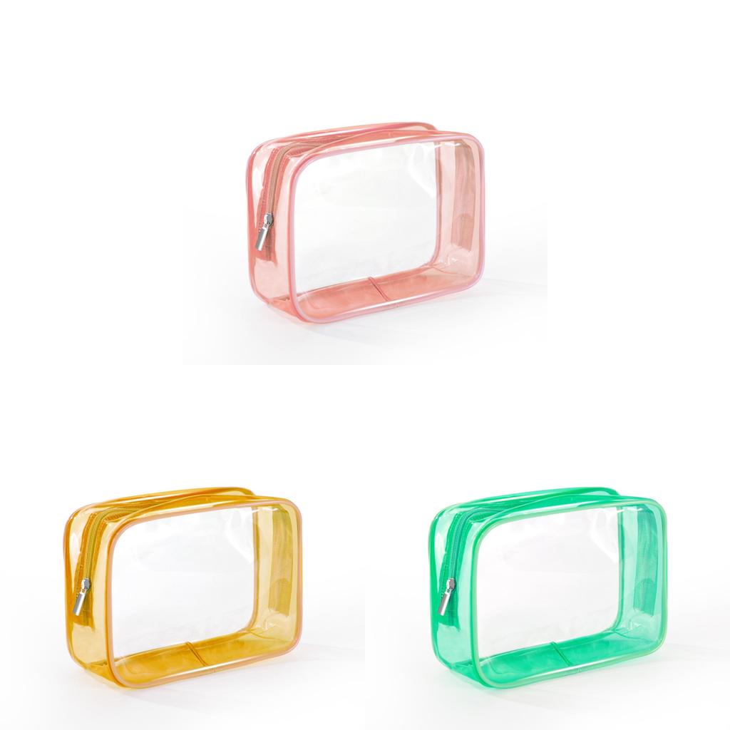 Pvc Multicolor Transparent Travel Organizer With Waterproof Design For Cosmetic And Toiletry Storage
