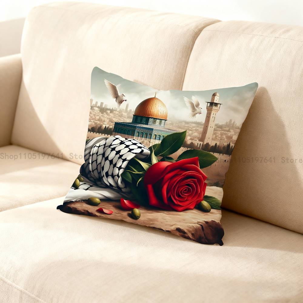 Keffiyeh P-PalestineS-Flowers Anime Celebrity Merchandise All-Match Printed Pillow Case Sofa Office Room Decoration Protector 12x12Inch