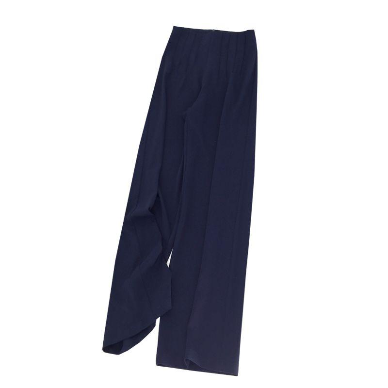 

High Waist Drooping Floor-Length Casual European/American Loose Wide-Leg Pants Navy S