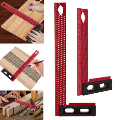 200mm/300mm Precision Scriber,Aluminum Framing Mitre Square,Measuring and Marking L-Type Hole Ruler Right Angle Protractor