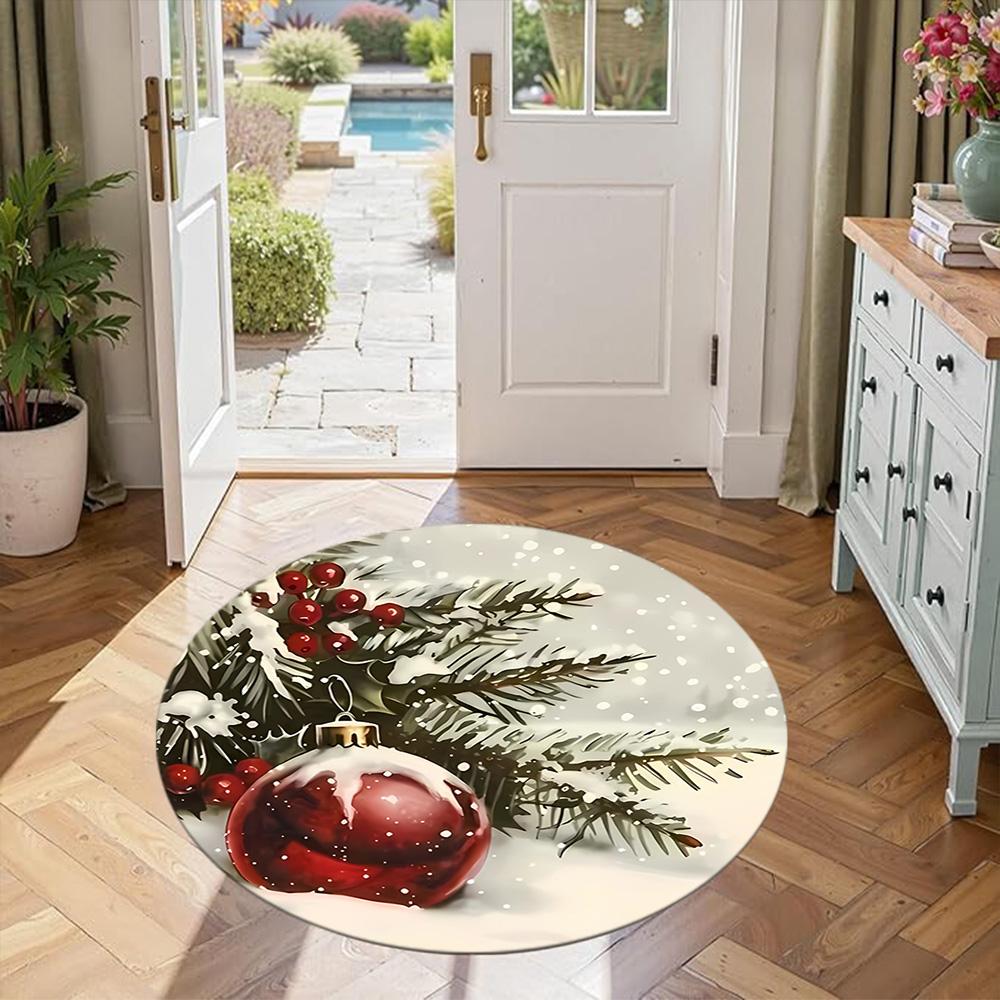 Christmas Round Floor Mat Suitable for Bedrooms Balcony Decorate Room Dining Room Antislip Round Carpet Decorate Offices