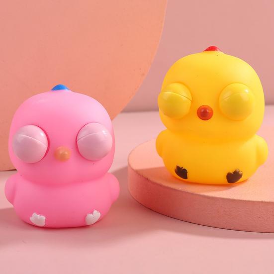 Küken Quetschspielzeug Augenrollendes Huhn Antistress-Spielzeug Lustige Augapfel-Platzen-Puppe Stressabbau-Spielzeug Kreative Cartoon Weiches TPR-Spielzeug Erwachsene