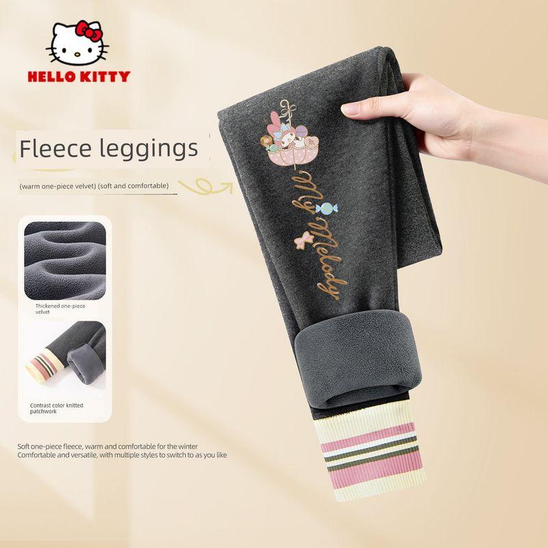 Melody Children s Fleece-Lined Pants 2025 New Style Girls  Leggings Winter Yoga Pants Thickened Girls  Casual Pants Ti Candy Boat K_Lower Right Dark Gray 140